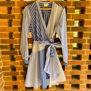 Maeve Newport stripe true wrap shirt dress size 12